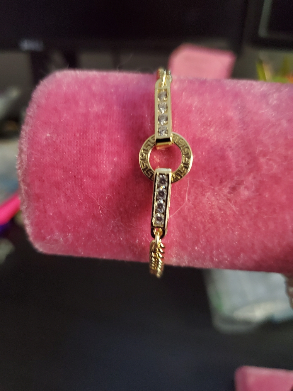 Gold-Plated Crystal Link Bracelet - Women Jewelry